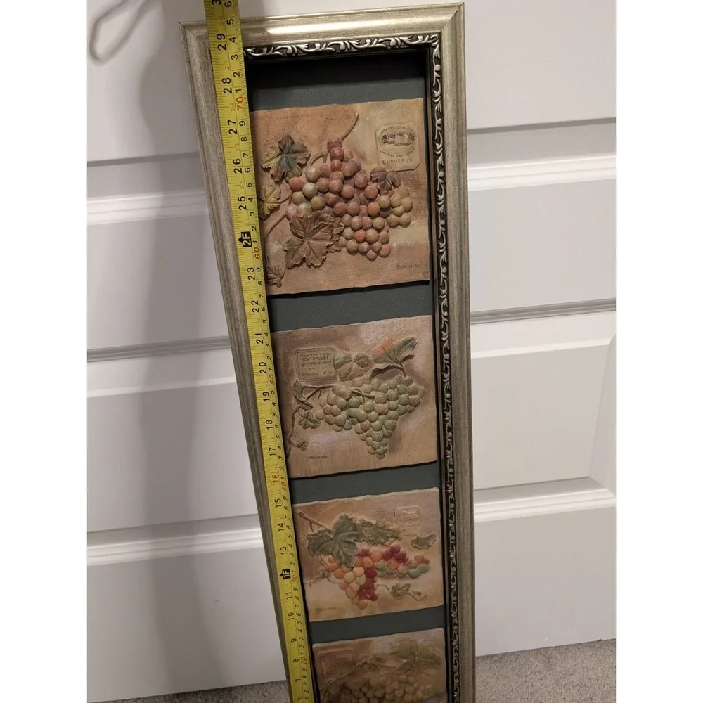 Danhui Nai‎ Grapes Wall 3D Art 4 Panel Framed Resin Wall Hanging Tuscan Signed